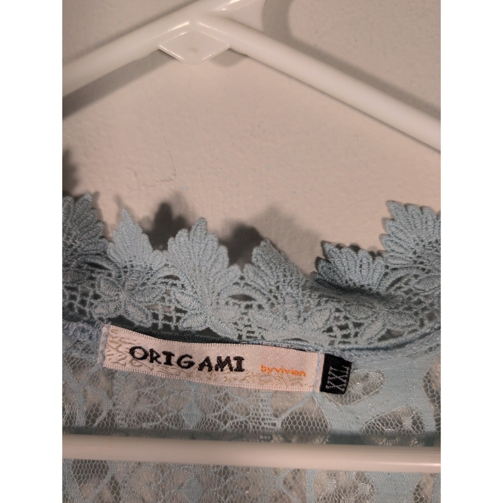 ORIGAMI Cardigan LACE KIMONO WESTERN DUSTER Vest shirt XXL BOHEMIAN Baby Blue - Picture 6 of 12